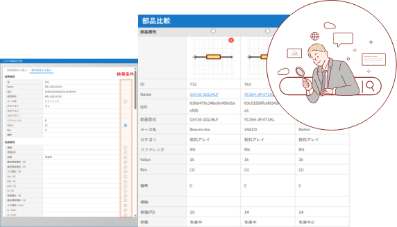 部品選定の効率化イメージ